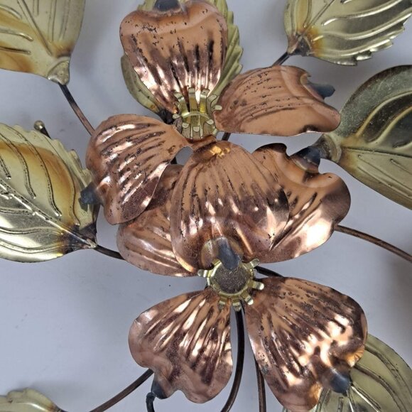 Copper & Brass Dogwood Flowers Wall Hangings Vintage Mid-Century Modern 4 Pieces - Picture 6 of 10